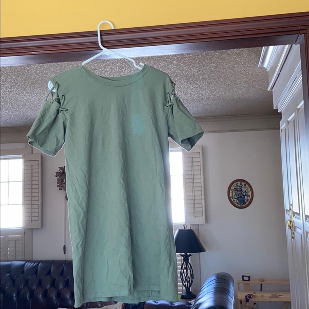 Cotton green T-shirt dress